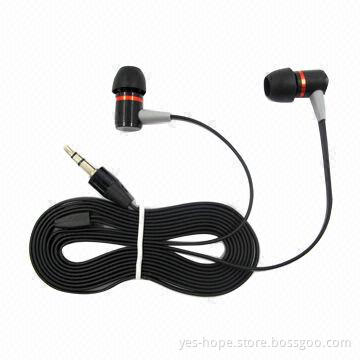 Newest Flat Wired Earphones with Mic, 20-20kHz Frequency Response, 32 Ohms Impedance